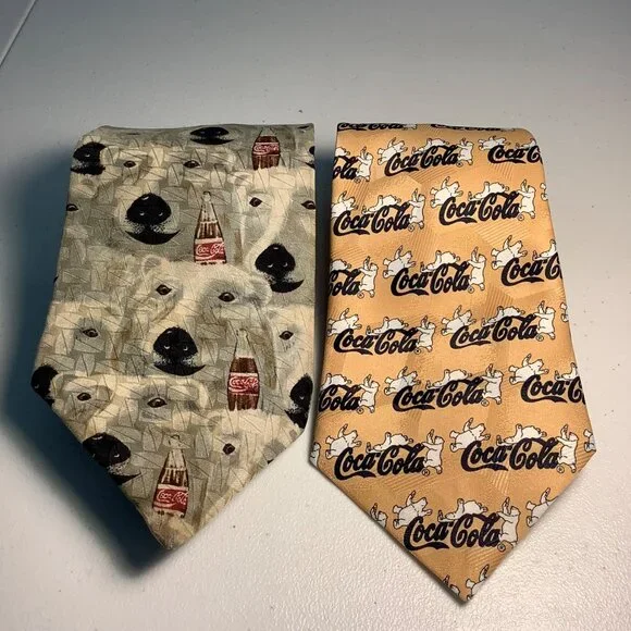 2 Coca-Cola Polar Bear Neckties – Holiday / Winter Novelty Tie Lot - Picture 2 of 6